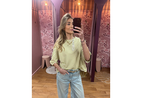 Suzan Striped T-shirt groen/licht roze