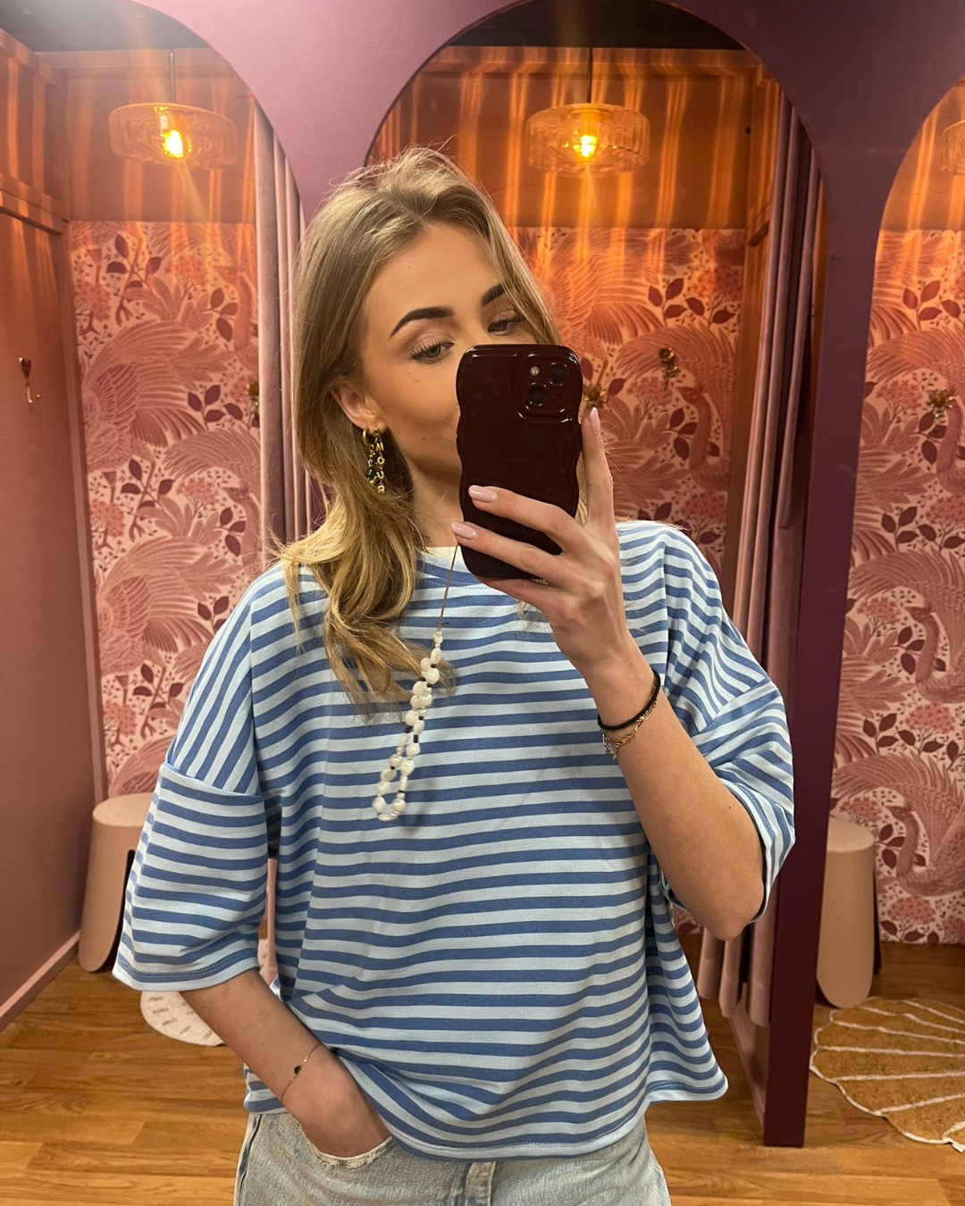 Suzan Striped T-shirt licht blauw/blauw