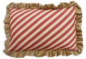 Kussen Striped met roezels gold 40x60cm