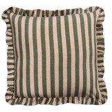 Kussen Striped Met Roezels roze/groen 50x50cm