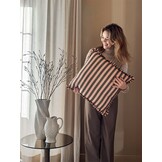 Kussen Striped Met Roezels roze/groen 50x50cm