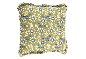 Kussen Floral Met Roezels Smaragd 45x45cm