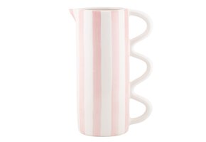Aardewerk Jug Stripe Roze