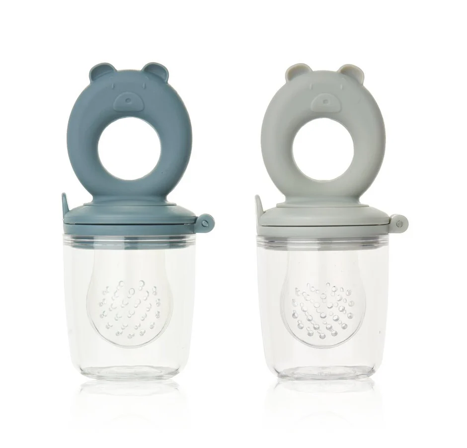 Miranda Bear Shape Food Feeder 2-Pack Whale blue / Dove blue