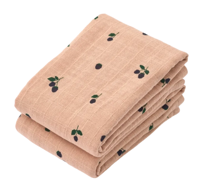 Lewis Muslin Cloth 2-Pack Mini Berry / Pale tuscany