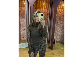 Kanten Top Kaki Bruin