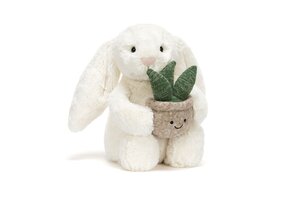 Cream Bunny With Plant