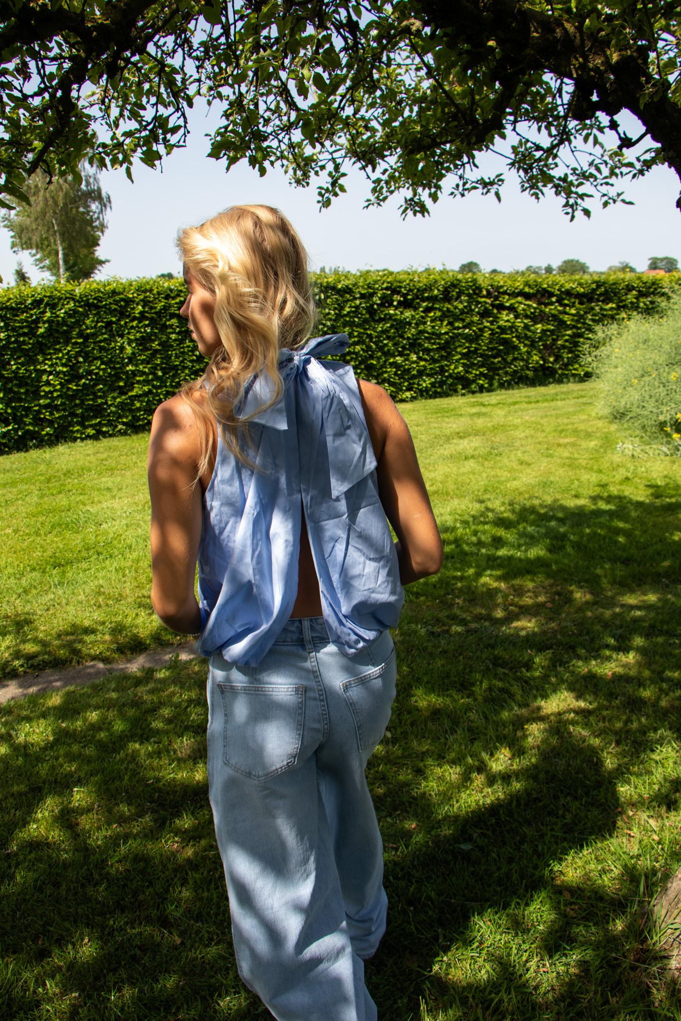 Top Josefine strik blauw
