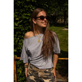 Top Marie off shoulder grijs