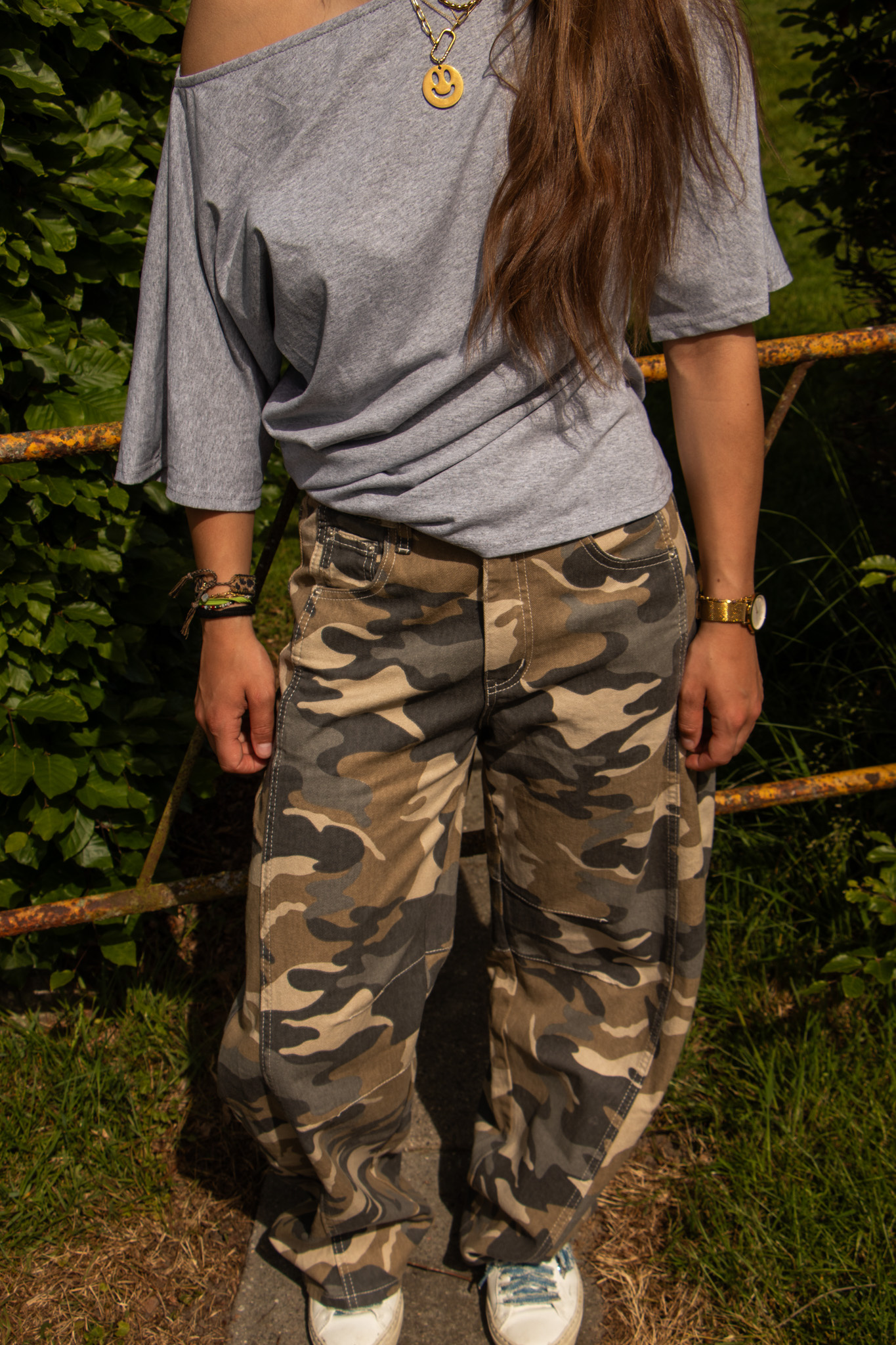 Top Marie off shoulder grijs