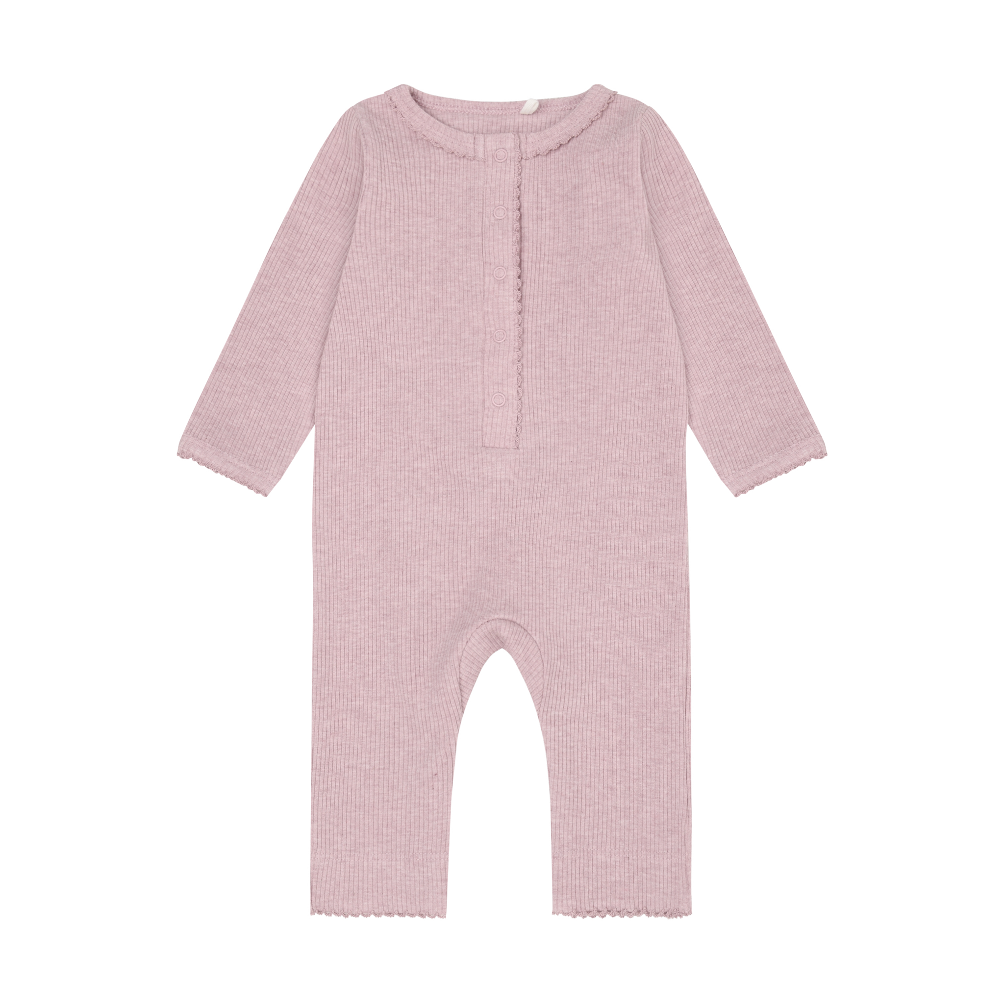 Romper LS Melange Rib Pale Mauve Melange