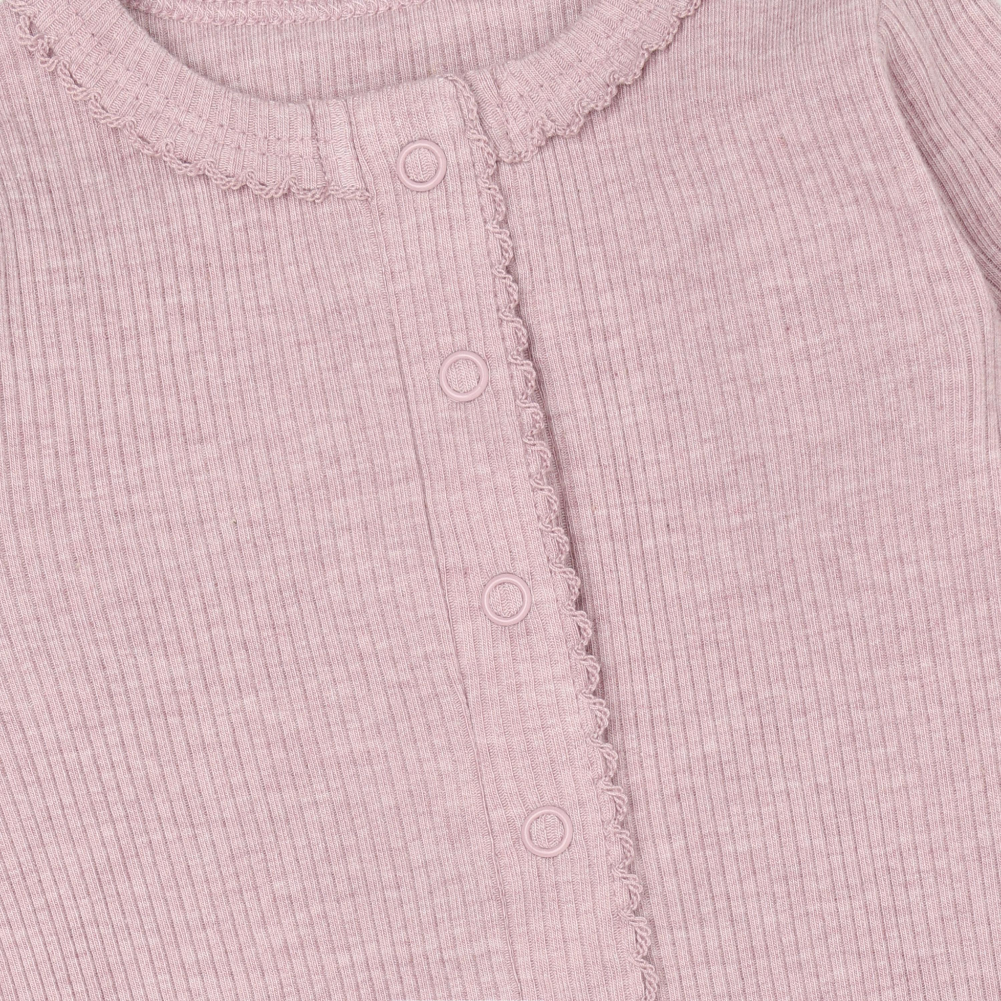 Romper LS Melange Rib Pale Mauve Melange