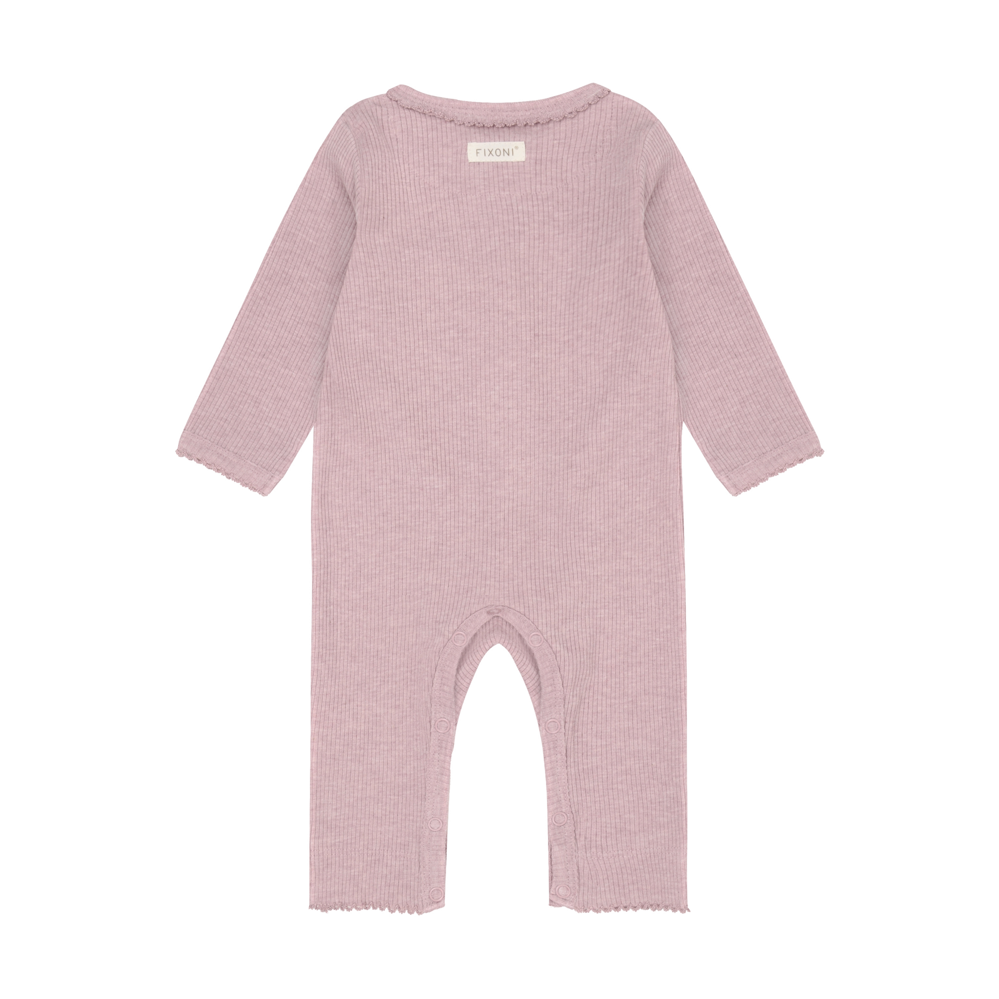 Romper LS Melange Rib Pale Mauve Melange