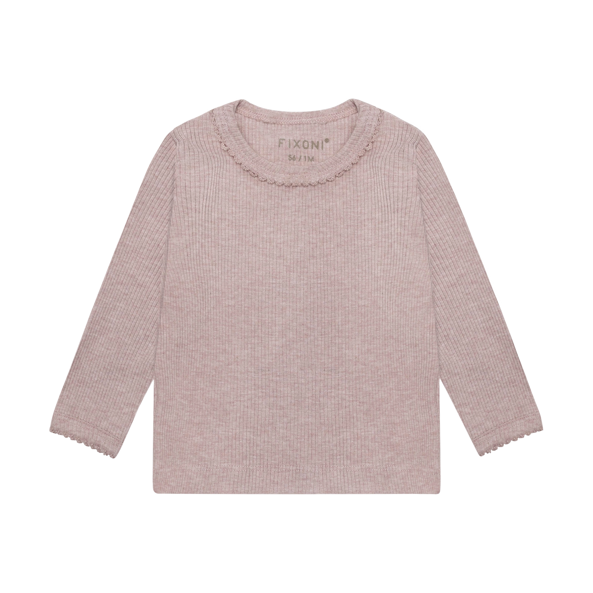 T-shirt LS Melange Rib Pale Mauve Melange