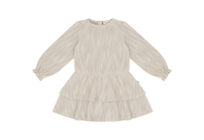 Ruffled Dress (LS) Sandshell Glamour (Tweed Jacquard)