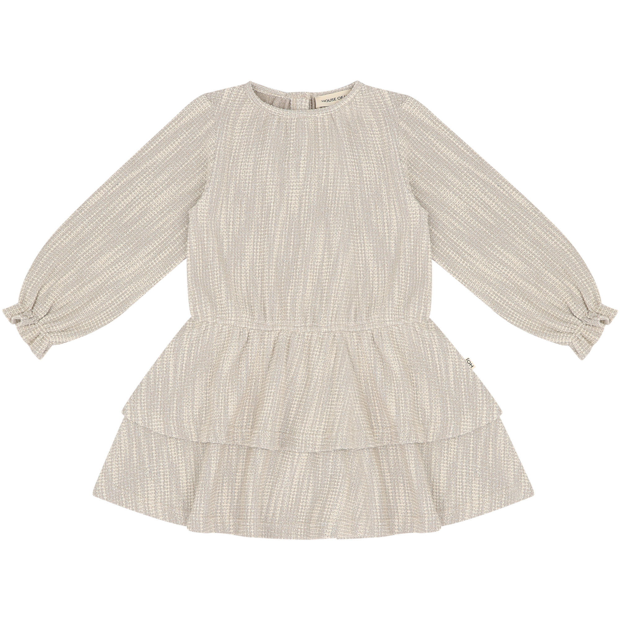 Ruffled Dress (LS) Sandshell Glamour (Tweed Jacquard)