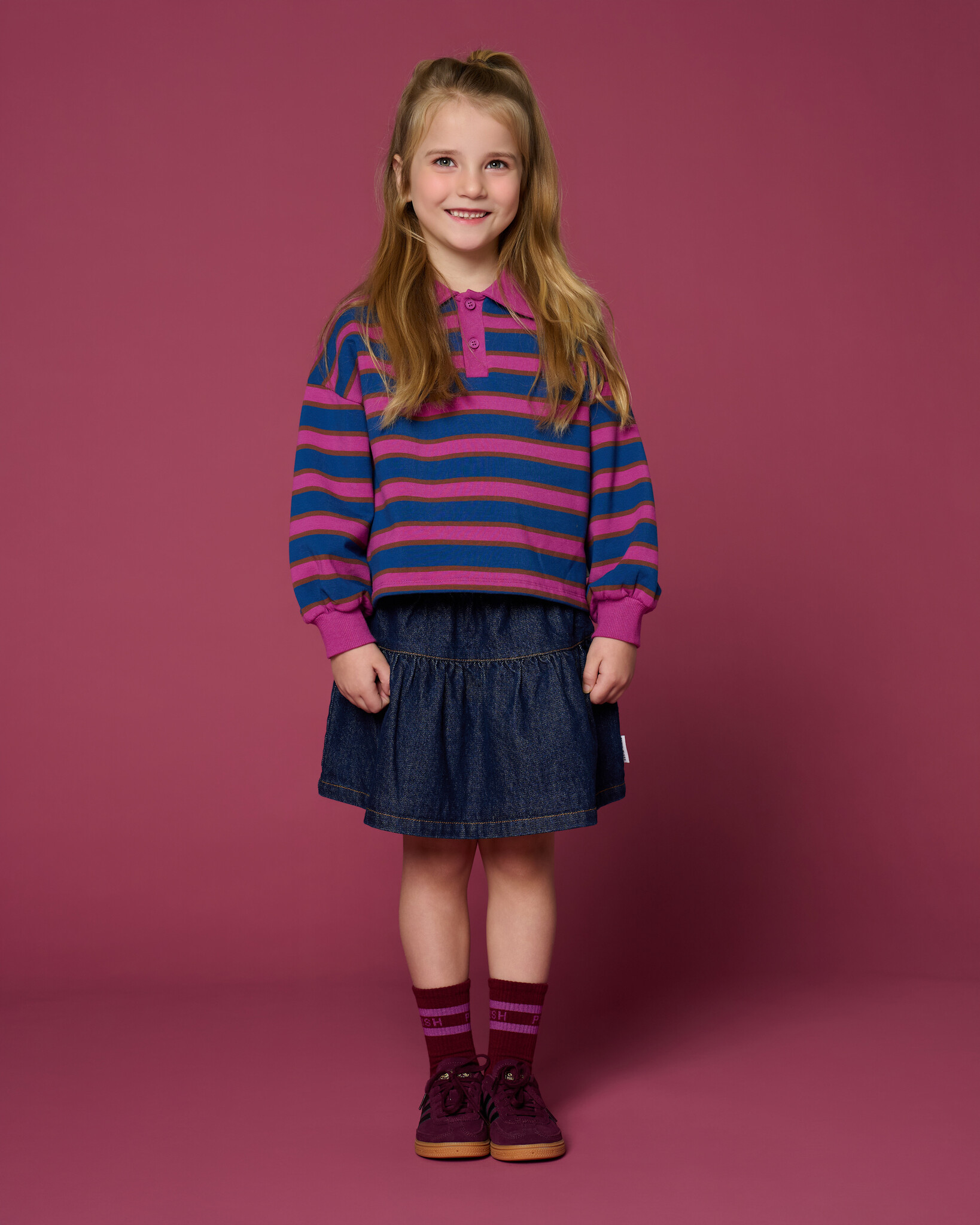 Denim Mini Ruffle Skirt | Dark Blue