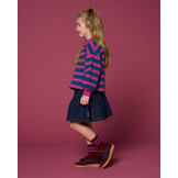 Denim Mini Ruffle Skirt | Dark Blue