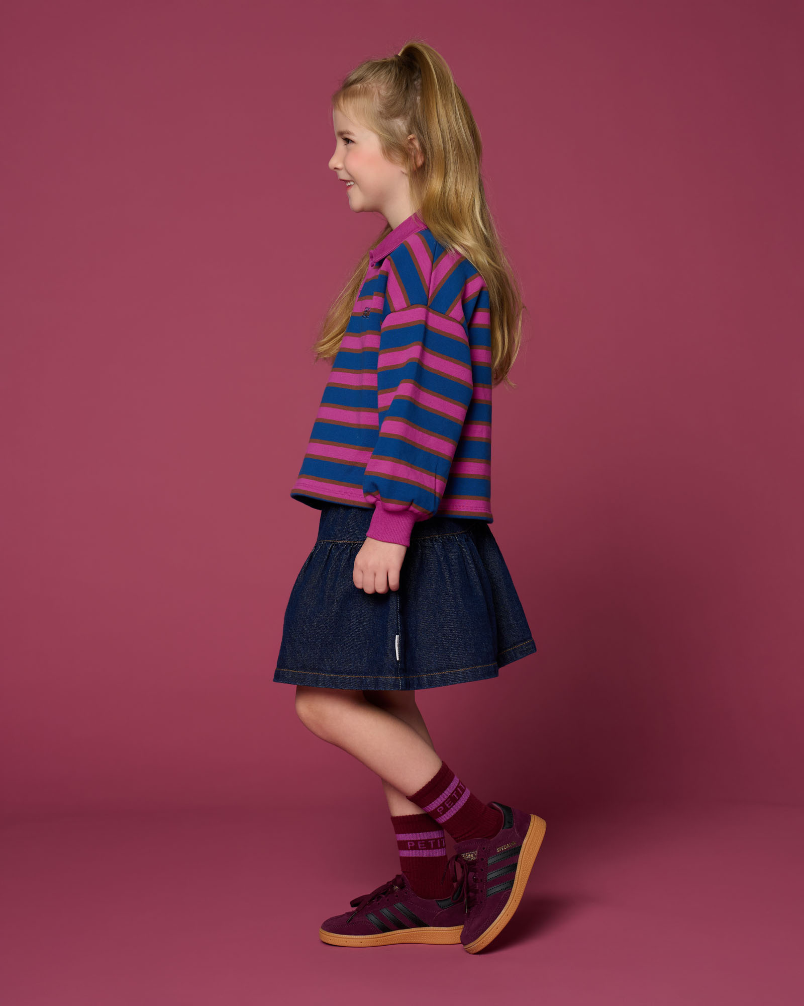 Denim Mini Ruffle Skirt | Dark Blue