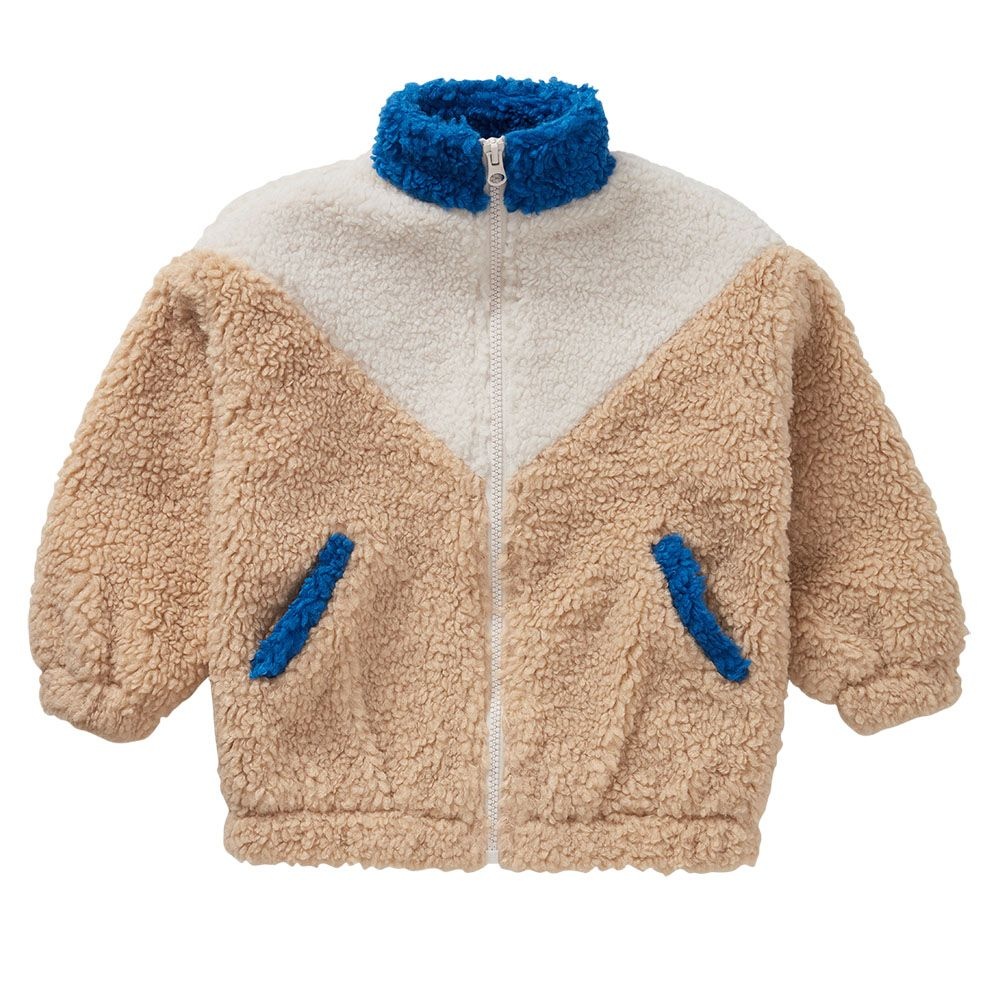 Teddy Jacket Colourblock Blue Sand