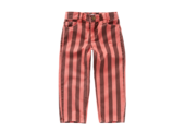 Straight Denim Pants Stripes Red Vivid