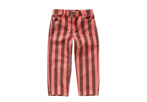 Straight Denim Pants Stripes Red Vivid