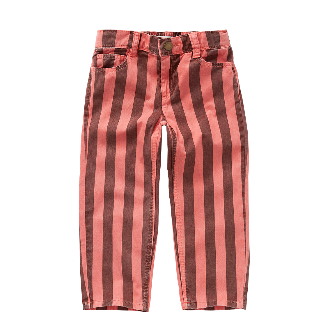 Straight Denim Pants Stripes Red Vivid