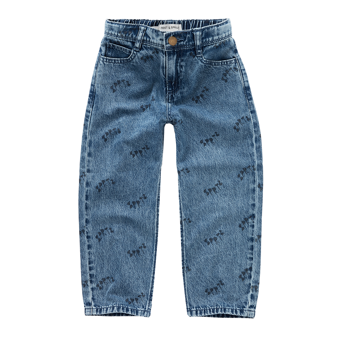 Straight Denim Pants SPRT& Print Blue Denim