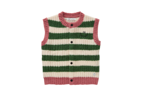 Knitted Vest Stripes  Deep Green