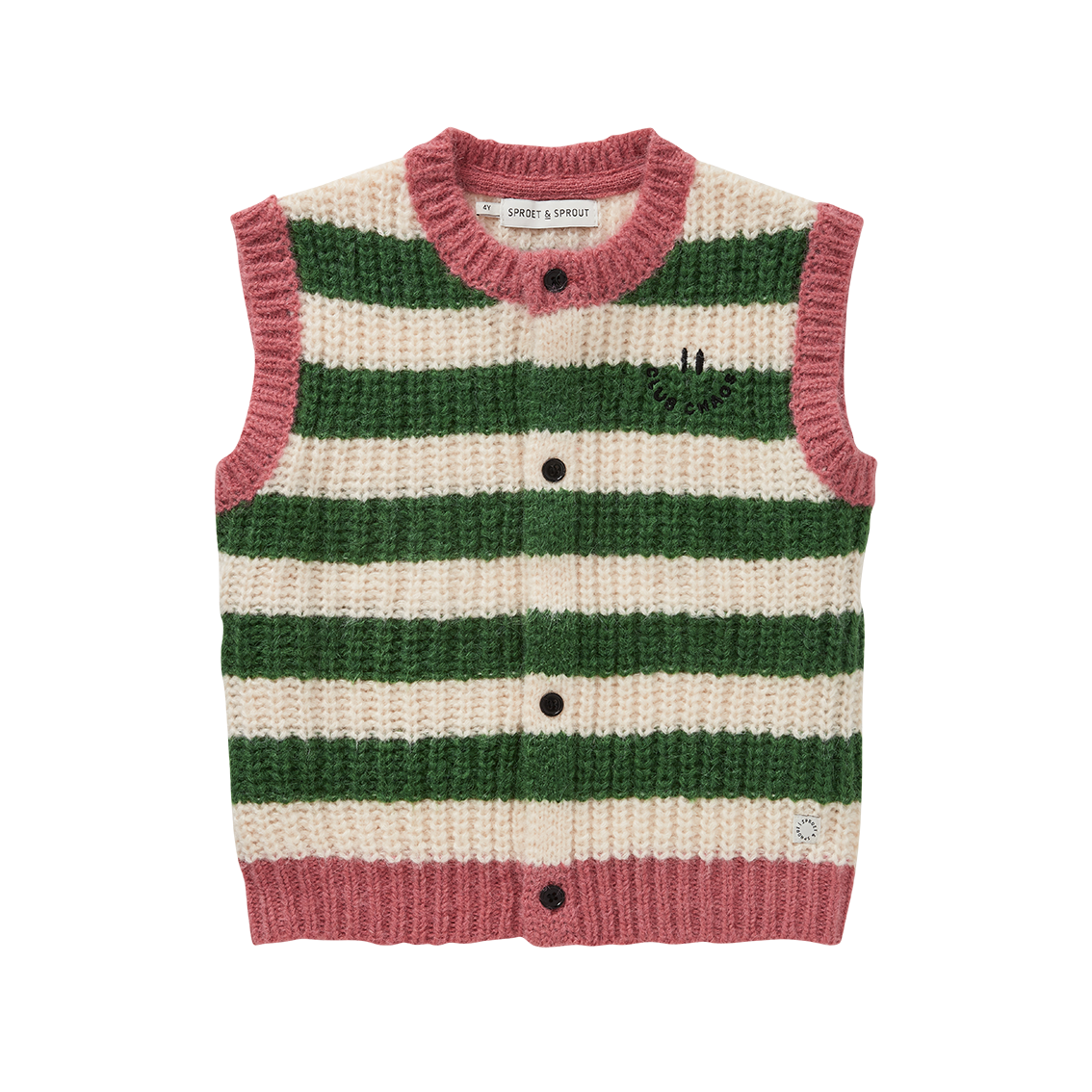 Knitted Vest Stripes Deep Green