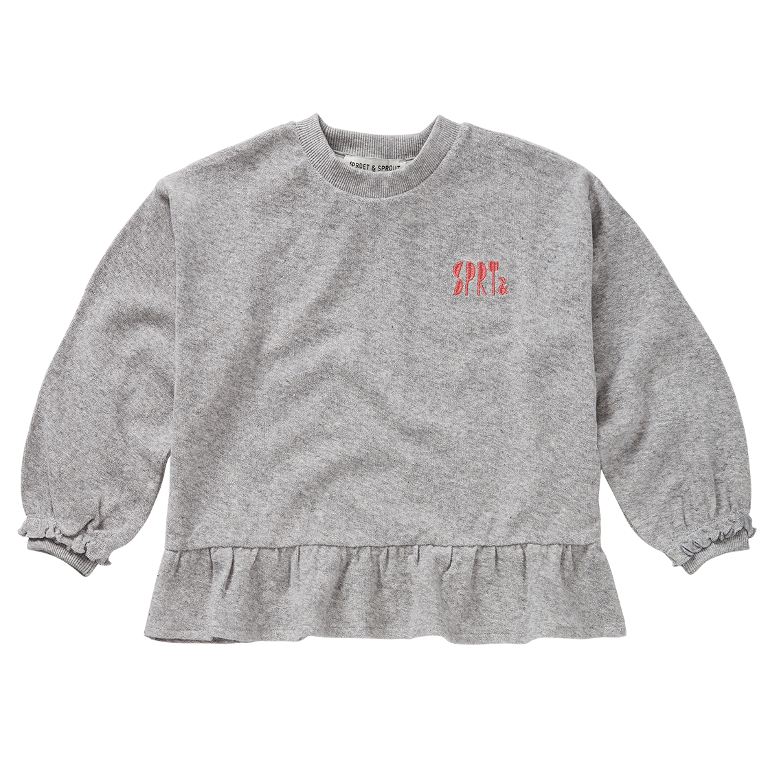 Girls Sweatshirt Ruffle Grey Melee