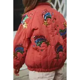 Juno Sequin Rainbow Bomber Jacket Cardinal