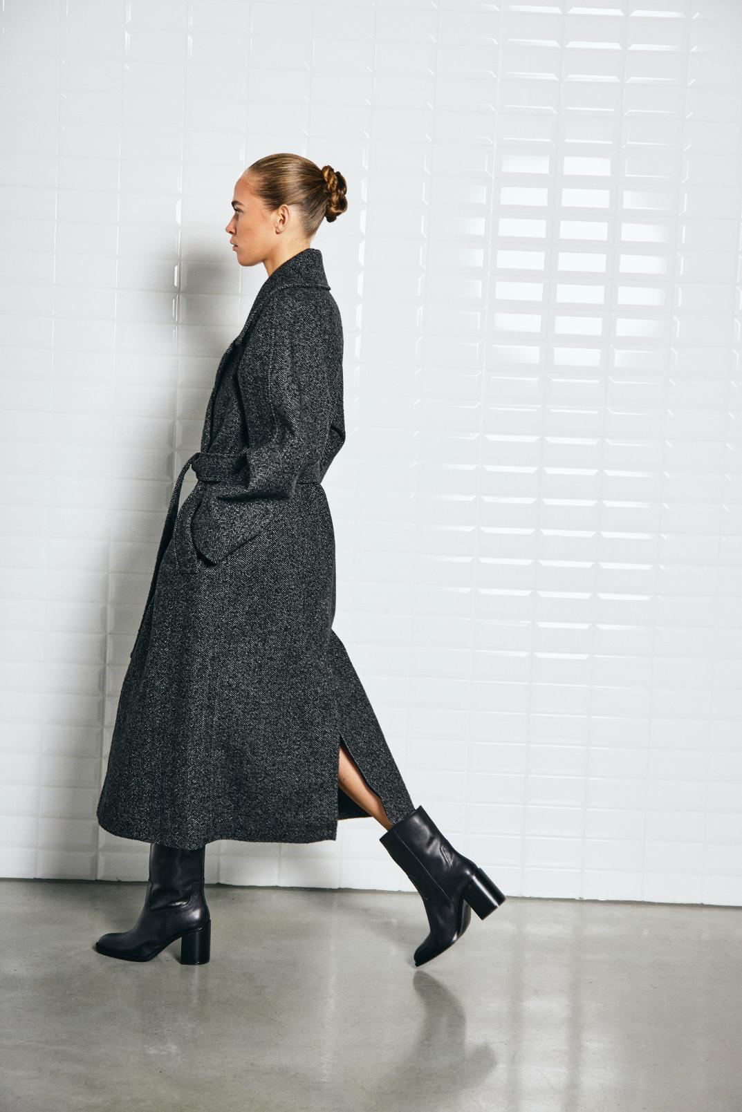 Wb Brooklyn Coat  Herringbone Black