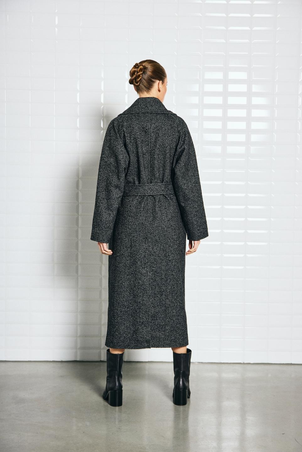 Wb Brooklyn Coat  Herringbone Black