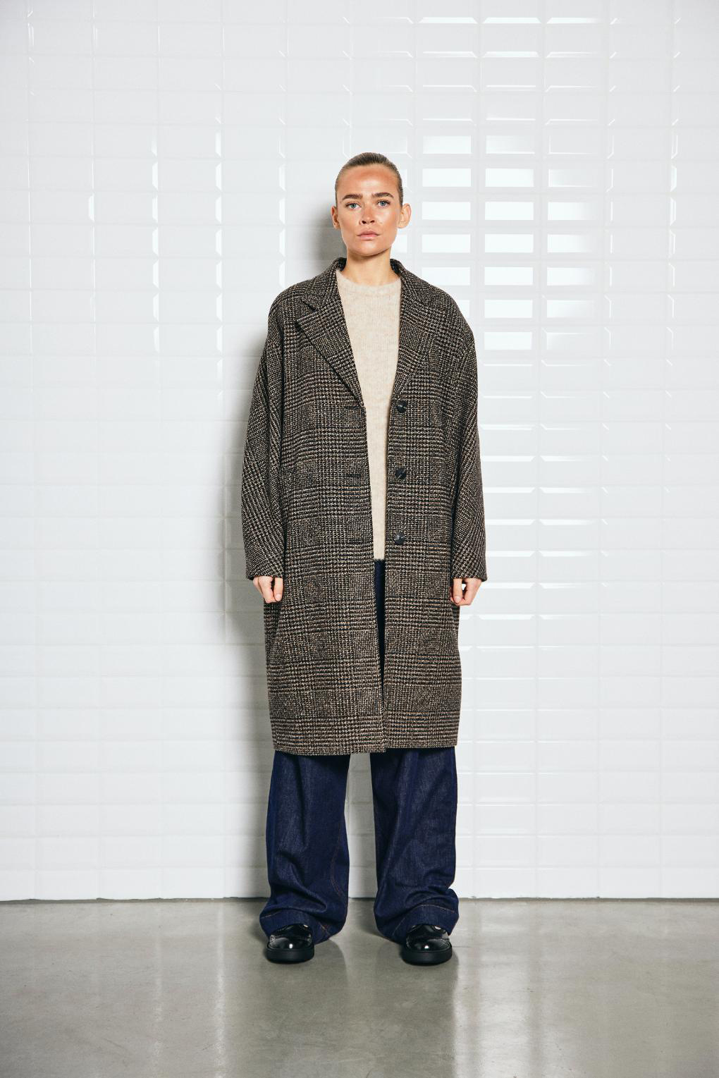 Wb Lvista Checked Coat Brown Prince Of Wales