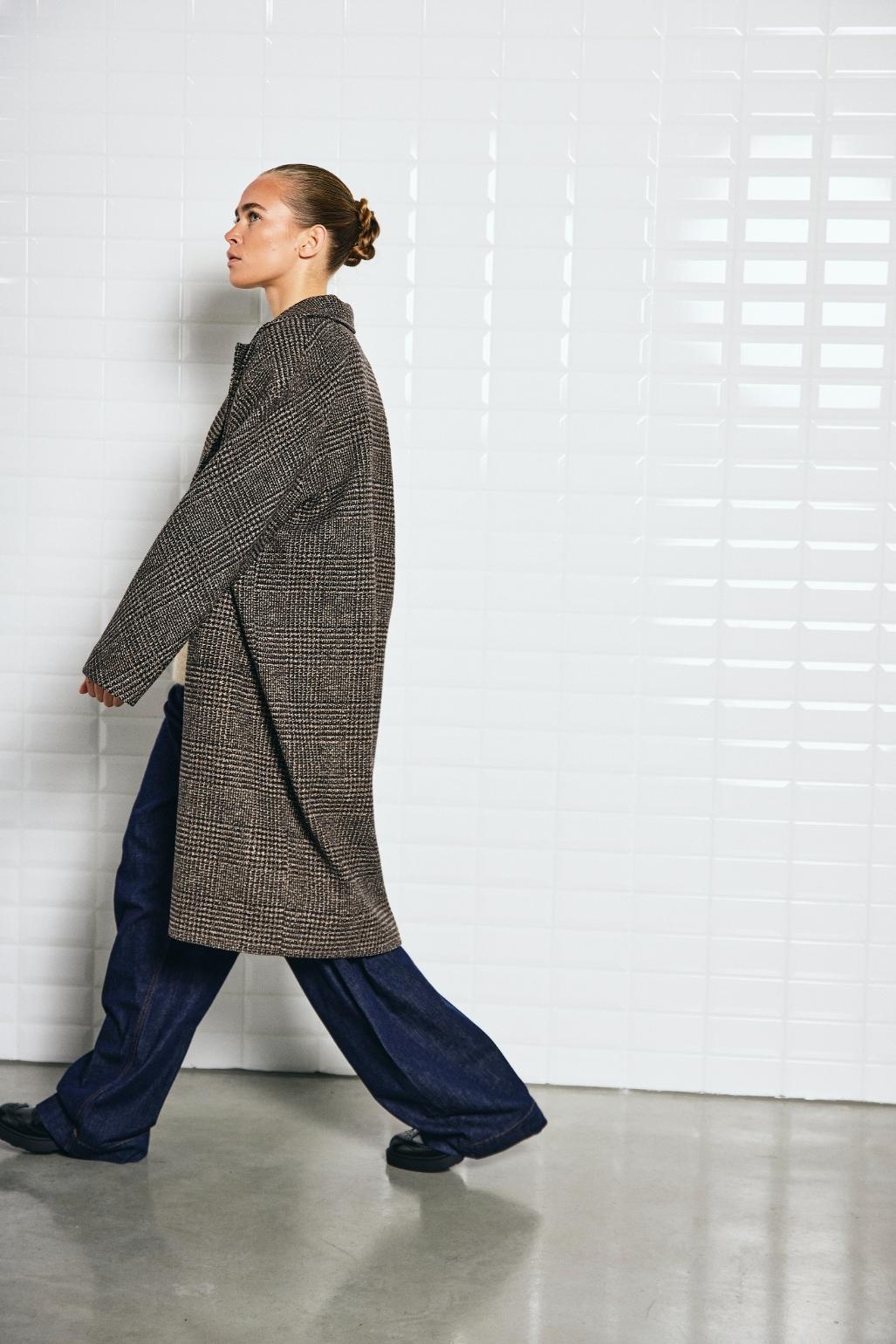 Wb Lvista Checked Coat Brown Prince Of Wales