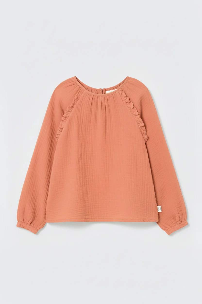 Blouse Anisa Textured Soft Cotton Blouse Pink Siena