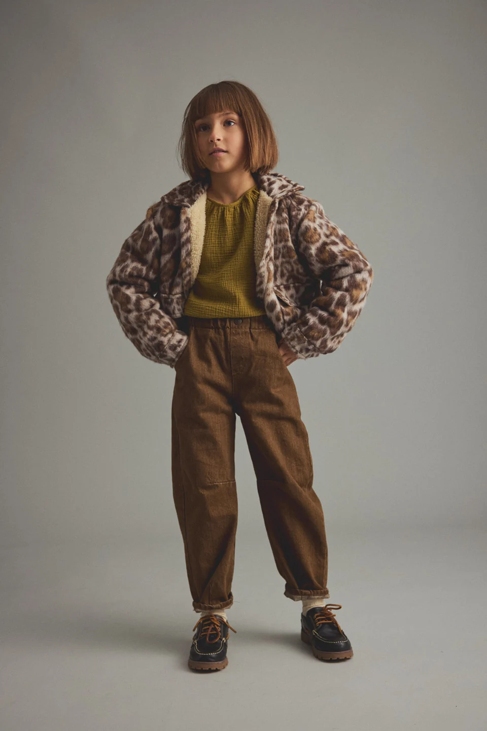 Pants Atenas Washed Color Denim Paperbag Pants Brown
