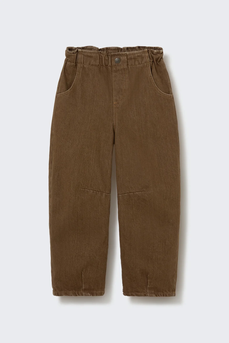 Pants Atenas Washed Color Denim Paperbag Pants Brown