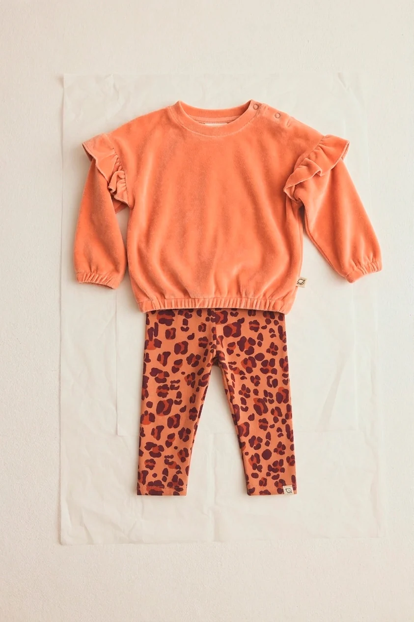 Baby Fleece Legging Brushed animal Print Pink Siena