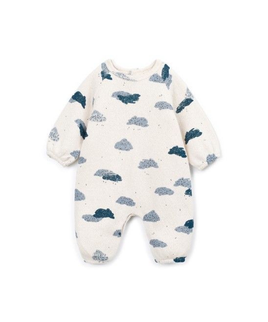Printed Jersey Jumpsuit Clouds Detail Mini