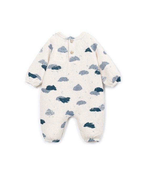 Printed Jersey Jumpsuit Clouds Detail Mini
