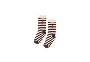 J Stripe Socks Off White Brown