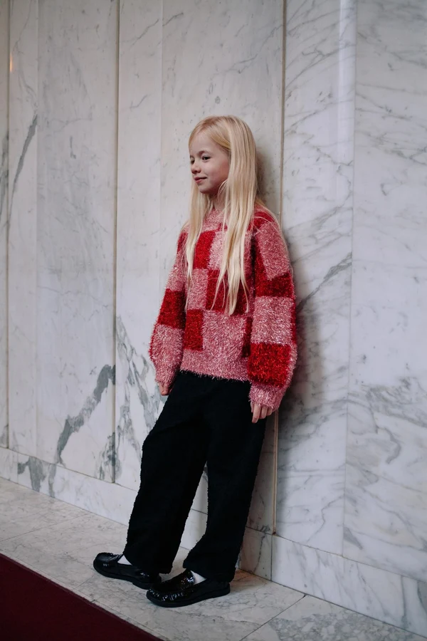 Glitter Blocked Red Sweater