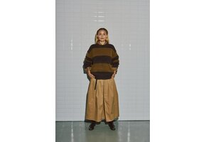 Wbliza Ls Stripe Pullover Brown Camel