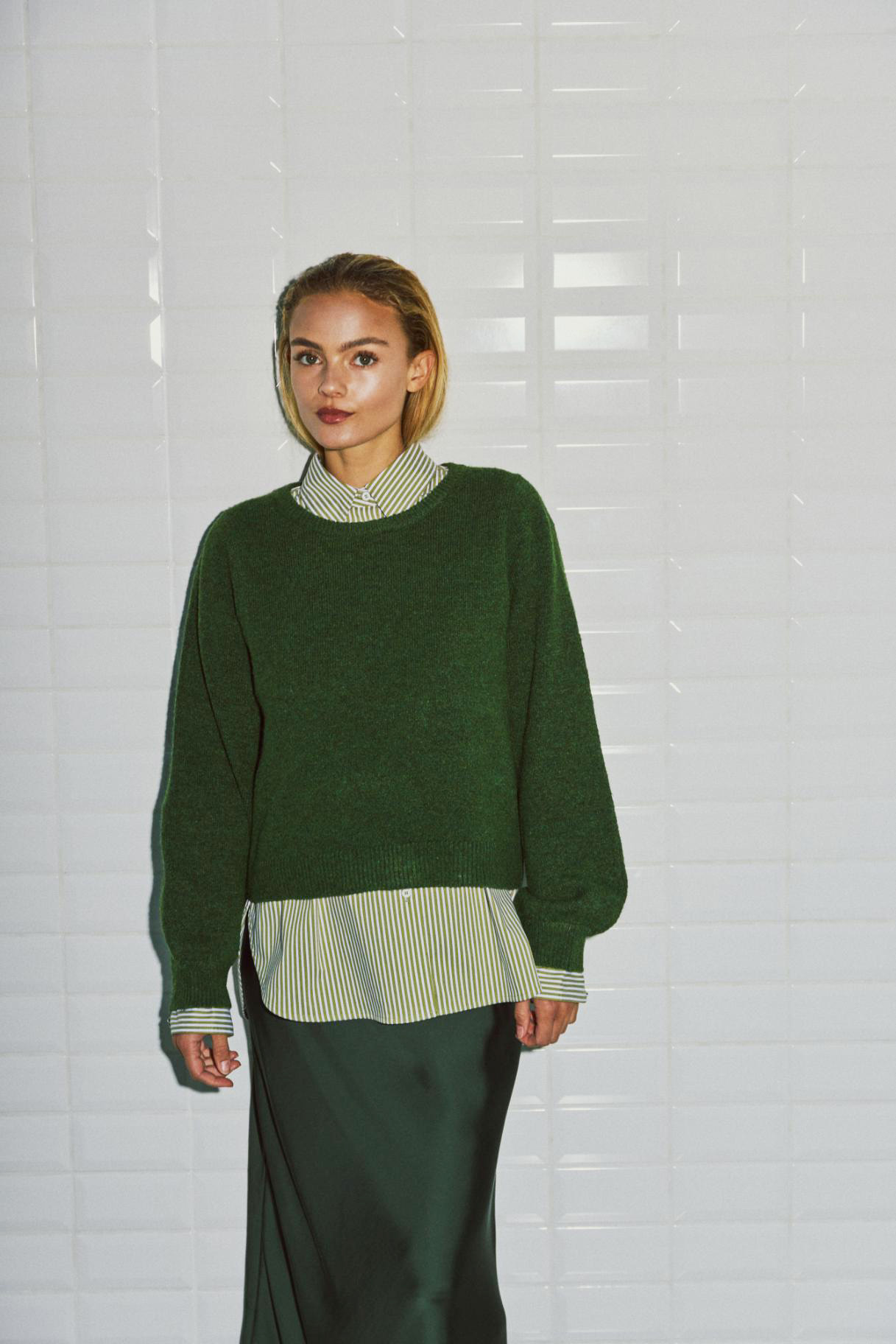 Wbliza Ls Pullover Green Melange