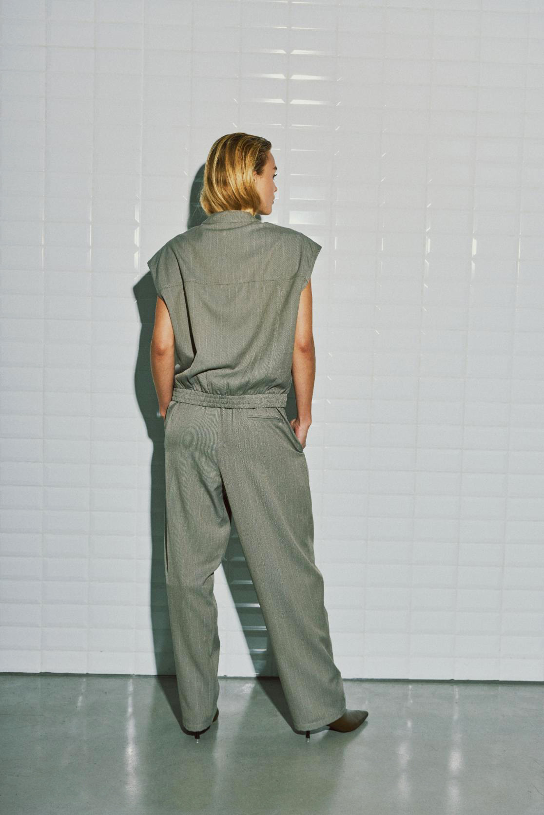 Wblanna Stripe Pull Up Pant Ligth Falcon Pinstripe