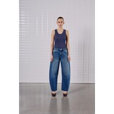 Wblepeyton Mw Barrel Leg Jeans Midnight Blue Denim