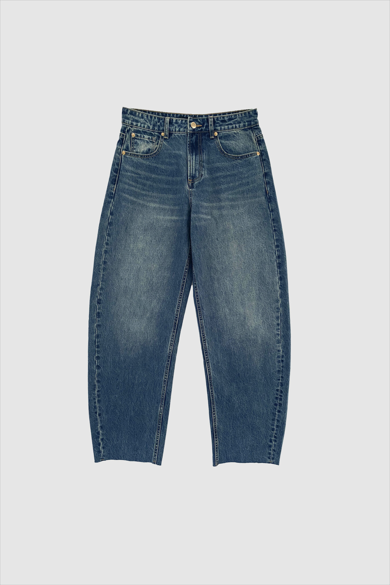 Wblepeyton Mw Barrel Leg Jeans Midnight Blue Denim
