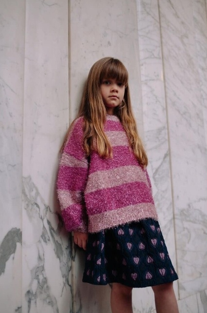 PINK GLITTER STRIPE SWEATER